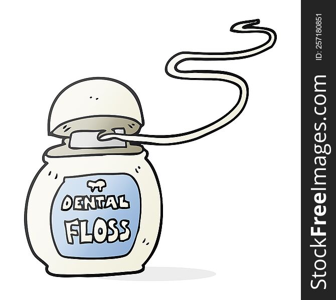 freehand drawn cartoon dental floss