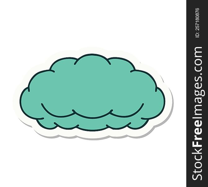 sticker of tattoo in traditional style of a grey cloud. sticker of tattoo in traditional style of a grey cloud