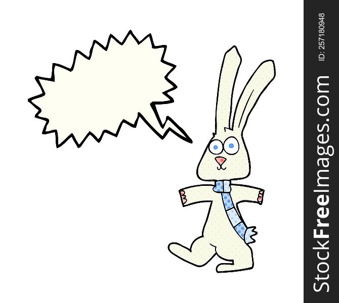 freehand drawn comic book speech bubble cartoon rabbit