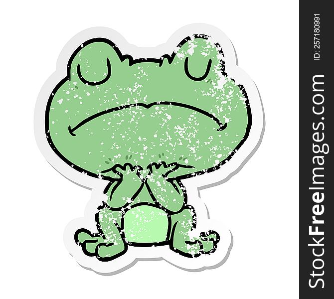 Distressed Sticker Of A Cartoon Frog