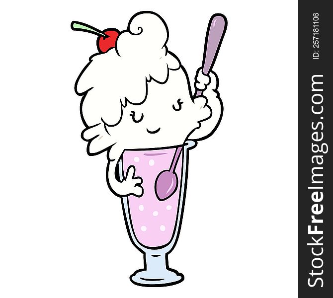 cartoon ice cream soda girl. cartoon ice cream soda girl