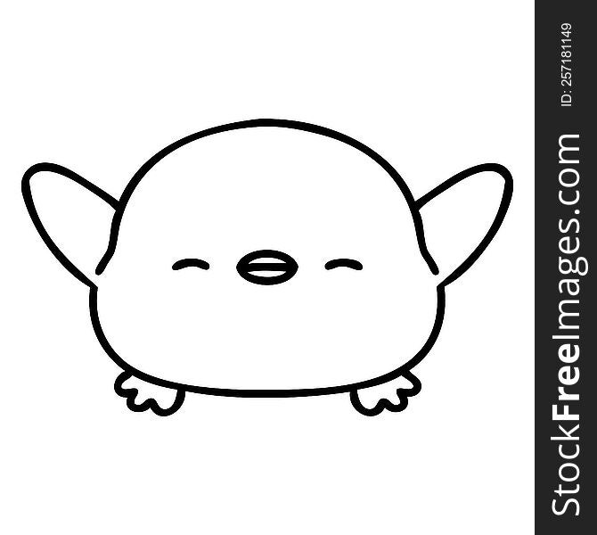 line doodle of a cute baby bird. line doodle of a cute baby bird