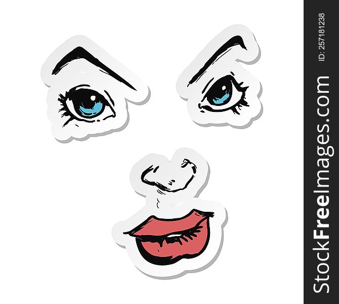 Sticker Of A Cartoon Comic Book Face
