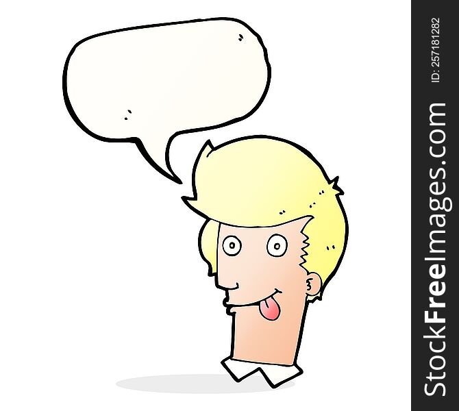 cartoon man with tongue hanging out with speech bubble