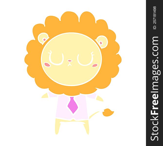 Flat Color Style Cartoon Lion In Business Clothes