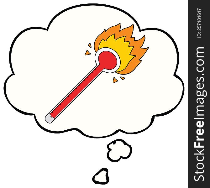 cartoon thermometer with thought bubble. cartoon thermometer with thought bubble