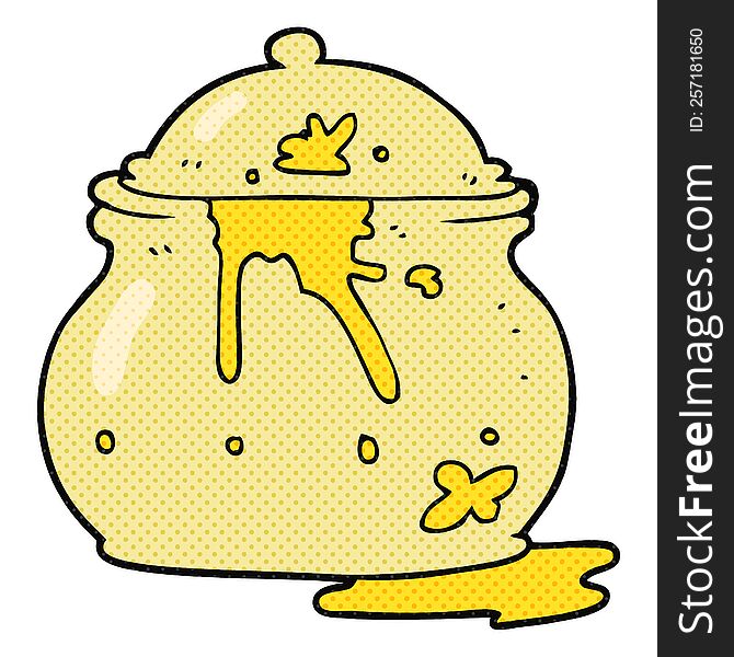 freehand drawn cartoon messy mustard pot