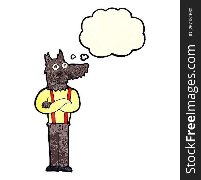 Cartoon Funny Werewolf With Thought Bubble