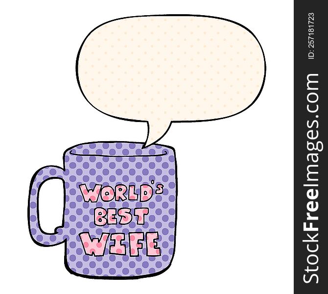 Worlds Best Wife Mug And Speech Bubble In Comic Book Style