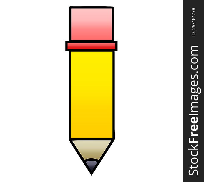 gradient shaded cartoon of a of a pencil