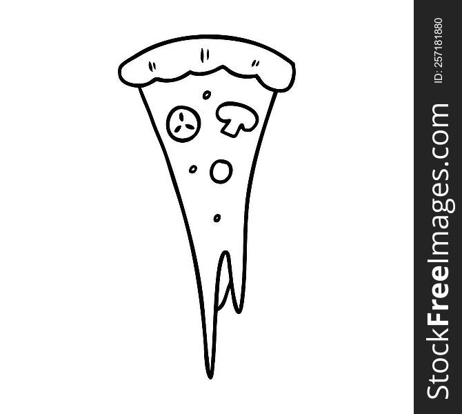 hand drawn line drawing doodle of a slice of pizza