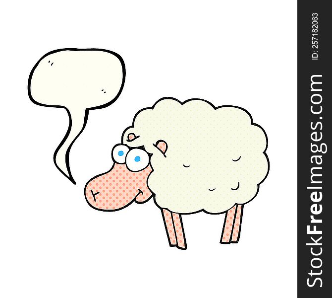 funny freehand drawn comic book speech bubble cartoon sheep. funny freehand drawn comic book speech bubble cartoon sheep