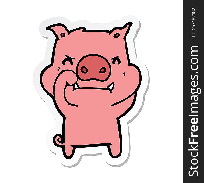 sticker of a angry cartoon pig