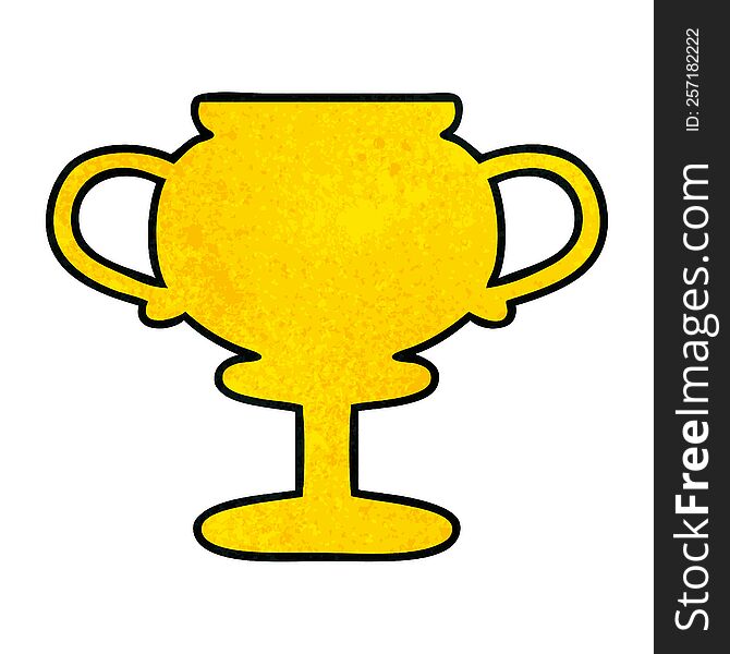 Retro Grunge Texture Cartoon Gold Trophy