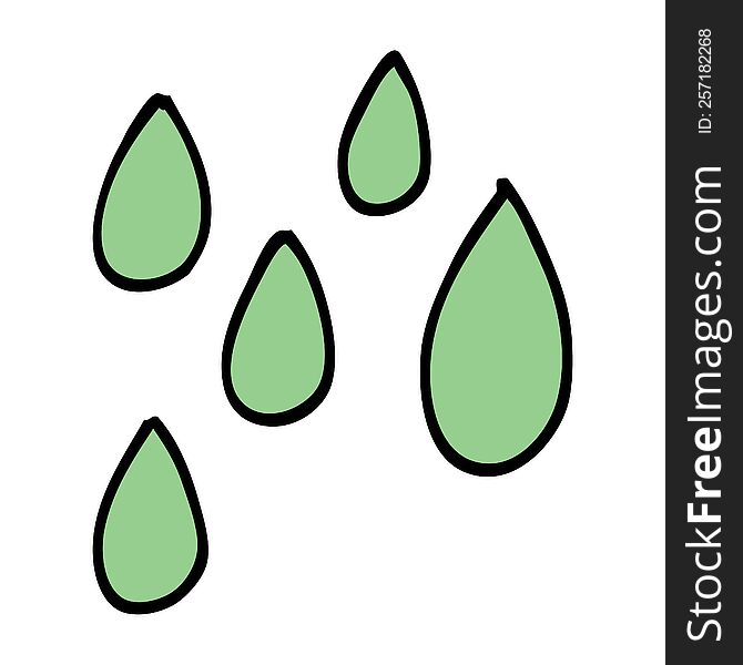 cartoon doodle green paint droplets