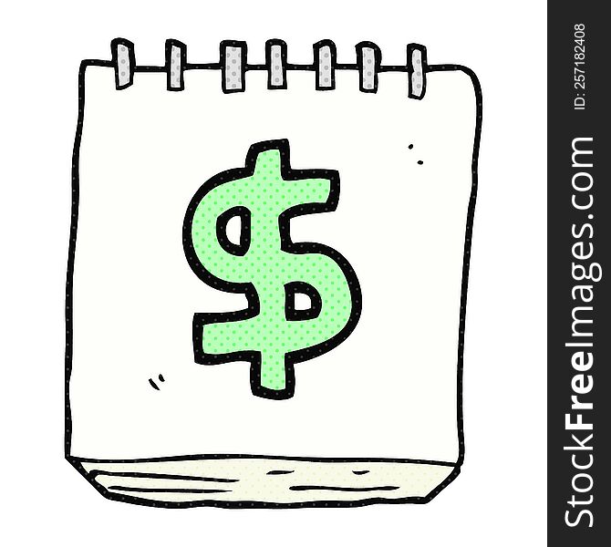 freehand drawn cartoon note pad with dollar symbol