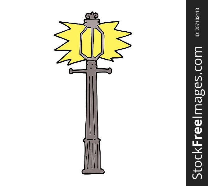 Hand Drawn Doodle Style Cartoon Lamp Post