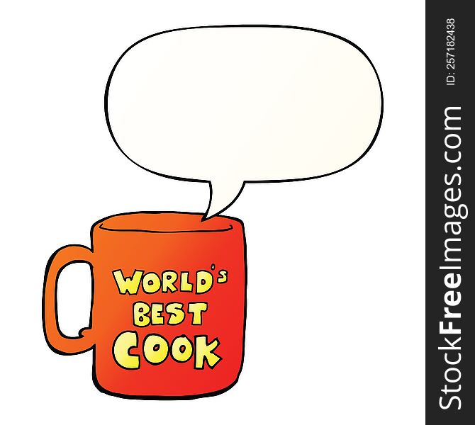 Worlds Best Cook Mug And Speech Bubble In Smooth Gradient Style