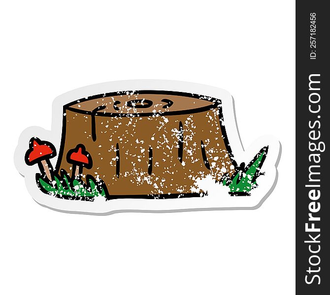 Distressed Sticker Cartoon Doodle Of A Tree Log
