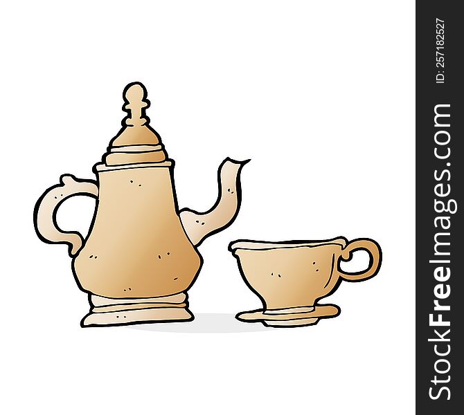 cartoon coffee pot and cup