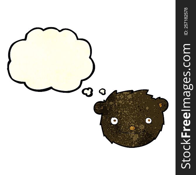 cartoon black bear head with thought bubble