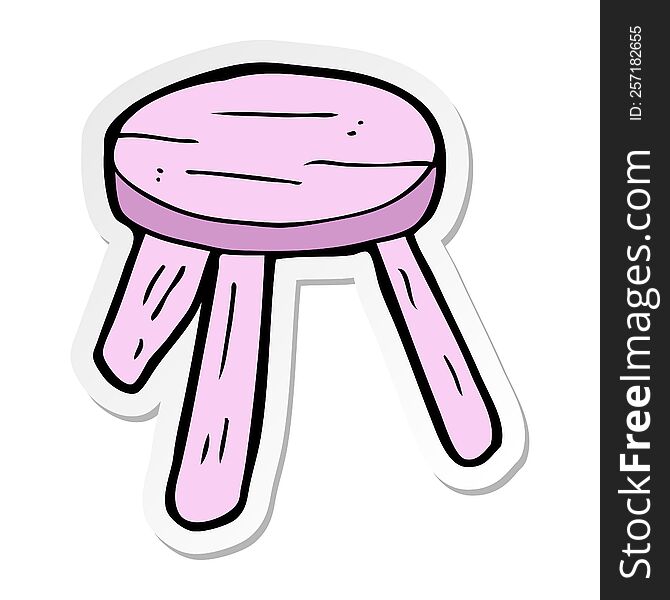 sticker of a cartoon pink stool