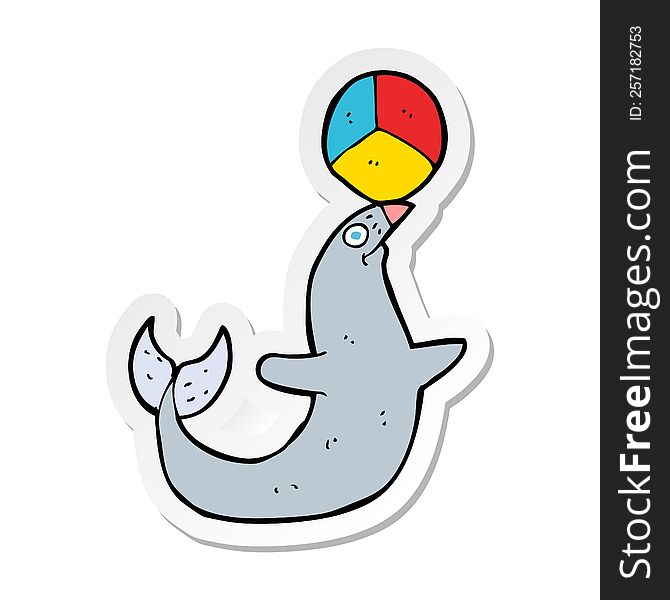 sticker of a cartoon performing seal