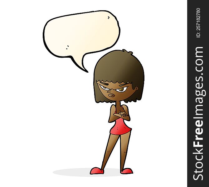 Cartoon Angry Woman With Speech Bubble
