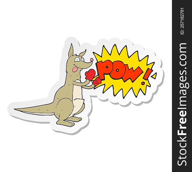 sticker of a cartoon boxing kangaroo