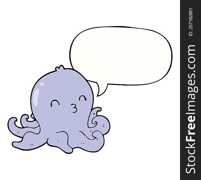 Cartoon Octopus And Speech Bubble