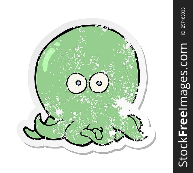 distressed sticker of a cartoon octopus