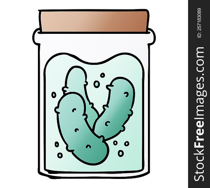 gradient cartoon doodle jar of pickled gherkins