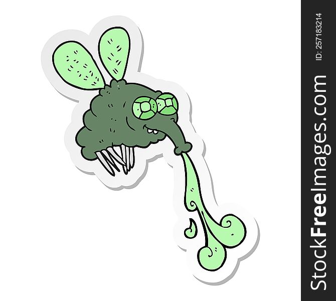 sticker of a cartoon gross fly