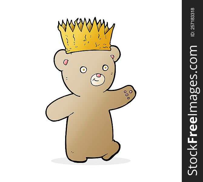 Cartoon Teddy Bear Wearing Paper Crown