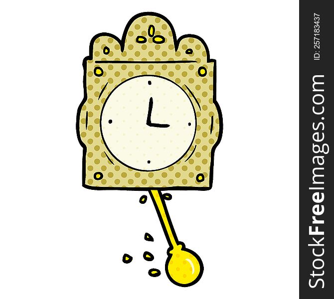 cartoon ticking clock with pendulum. cartoon ticking clock with pendulum