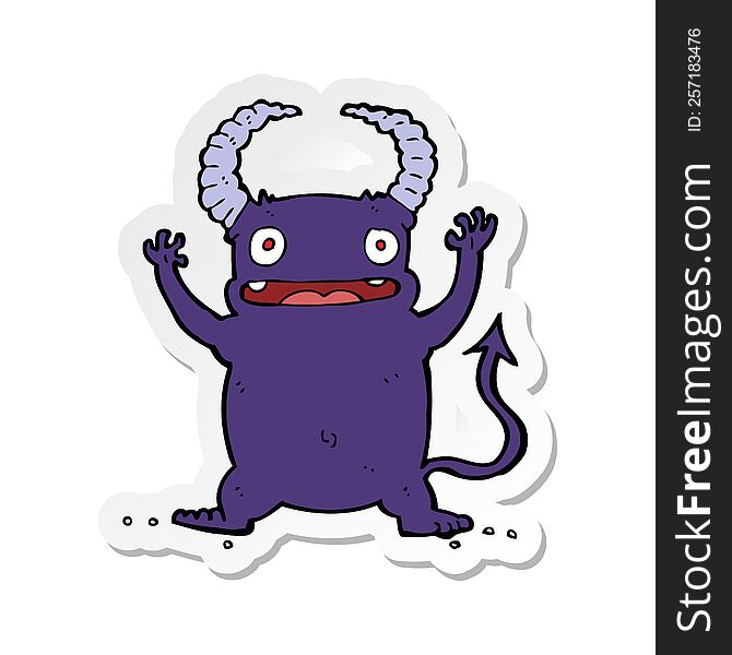 Sticker Of A Cartoon Little Devil