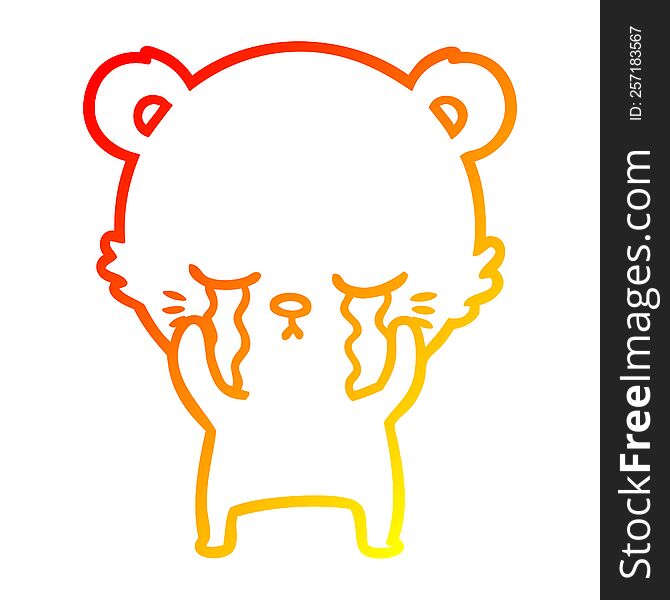 warm gradient line drawing crying cartoon polarbear