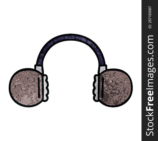 retro grunge texture cartoon of a retro headphone