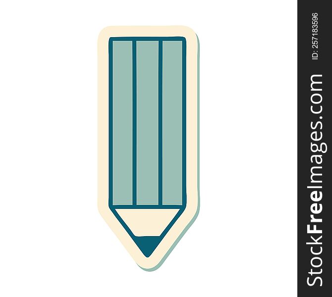 sticker of tattoo in traditional style of a pencil. sticker of tattoo in traditional style of a pencil
