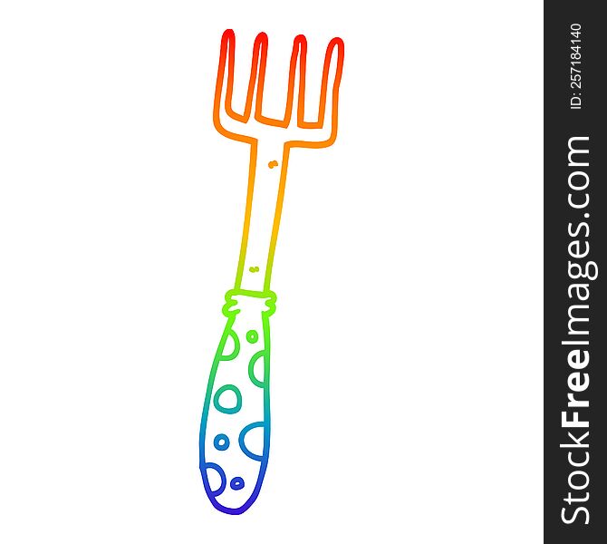 rainbow gradient line drawing of a cartoon fork