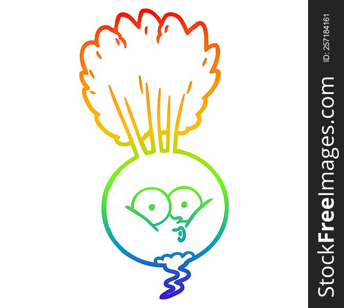 rainbow gradient line drawing of a cartoon vegetable