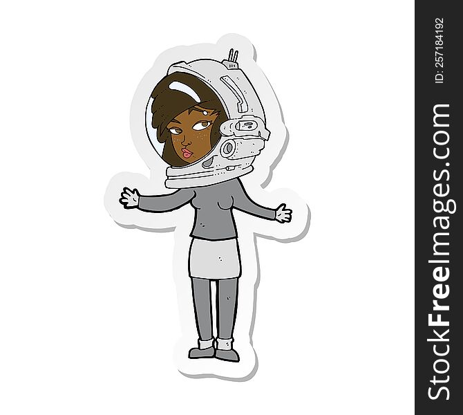 sticker of a cartoon woman wearing astronaut helmet