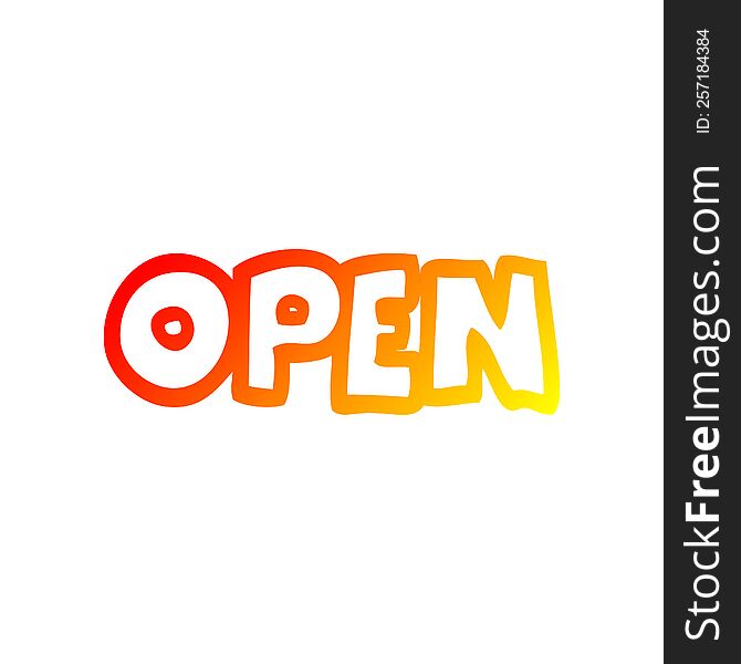 warm gradient line drawing of a cartoon open sign