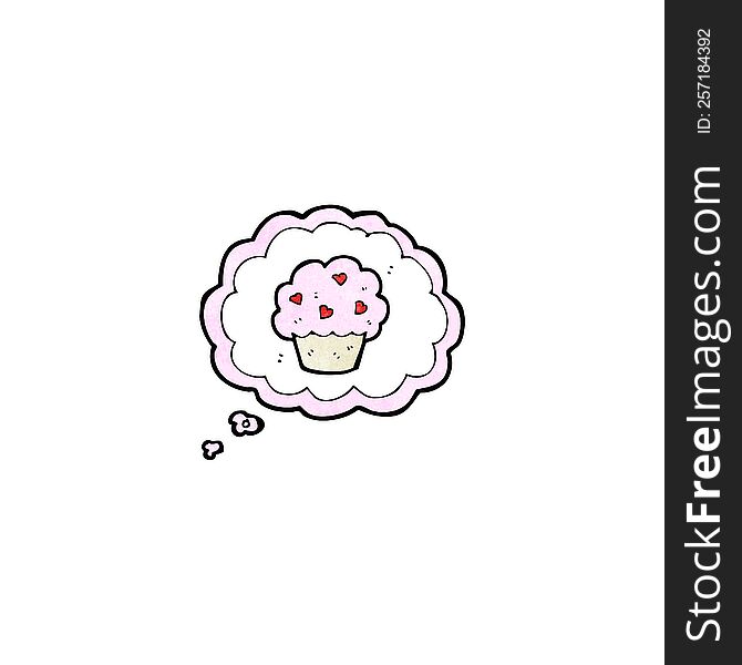 Cartoon Cupcake In Thought Bubble Symbol