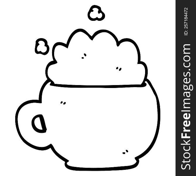 line drawing cartoon foaming latte