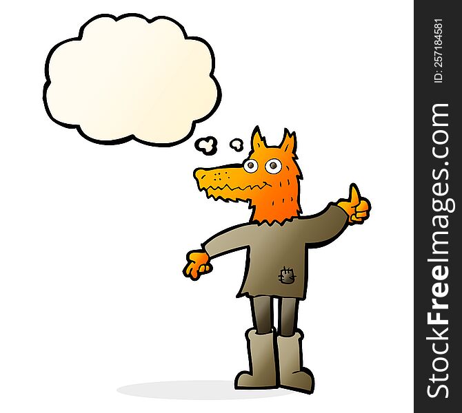 Cartoon Fox Man With Thought Bubble