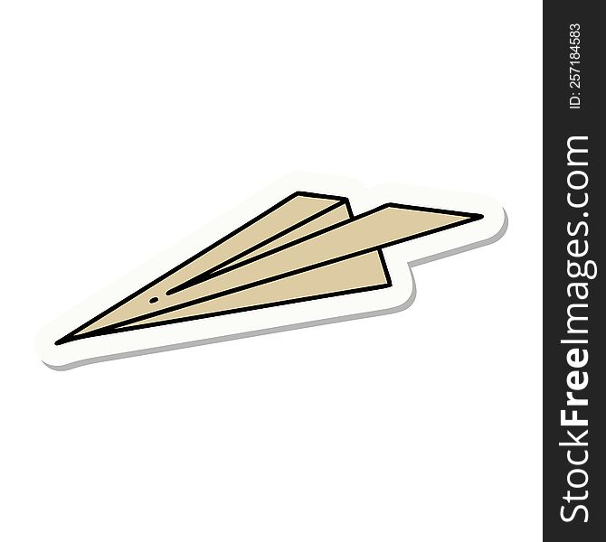 sticker of tattoo in traditional style of a paper airplane. sticker of tattoo in traditional style of a paper airplane