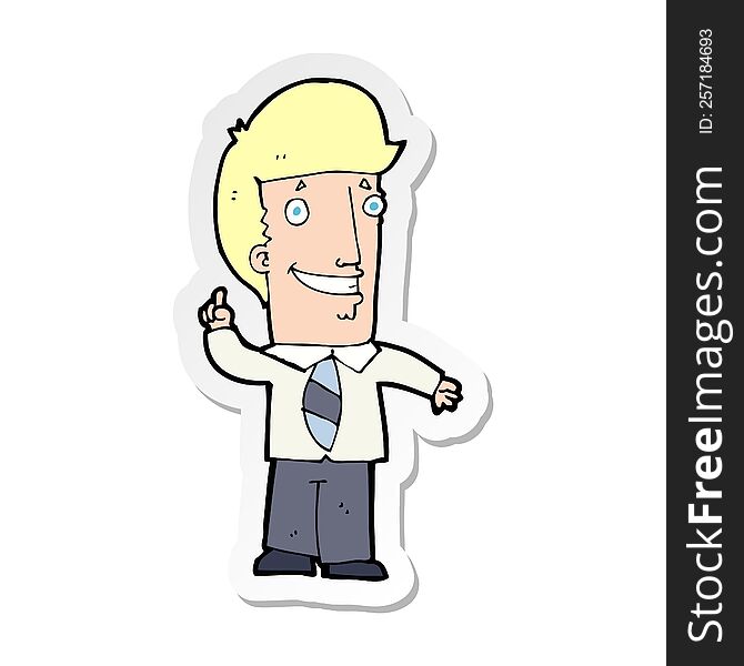 sticker of a cartoon office man with idea