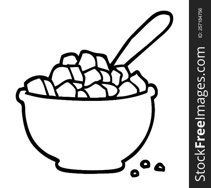 line drawing cartoon bowl of cereal