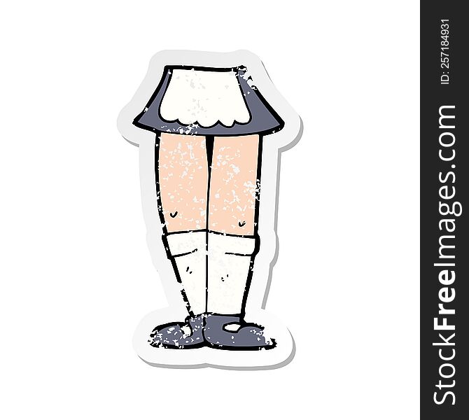 retro distressed sticker of a cartoon female legs